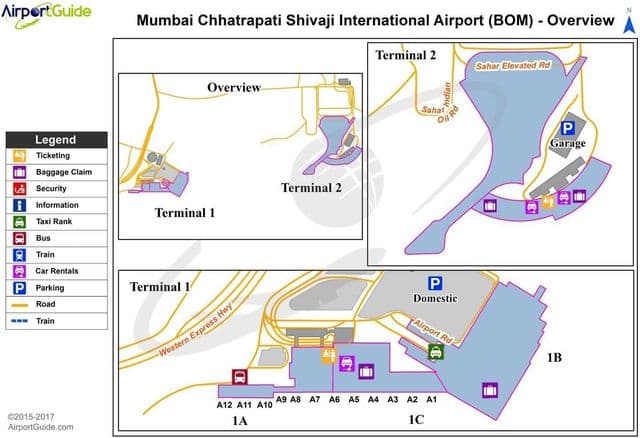 Plan des terminaux aéroport de Mumbai - Bombay