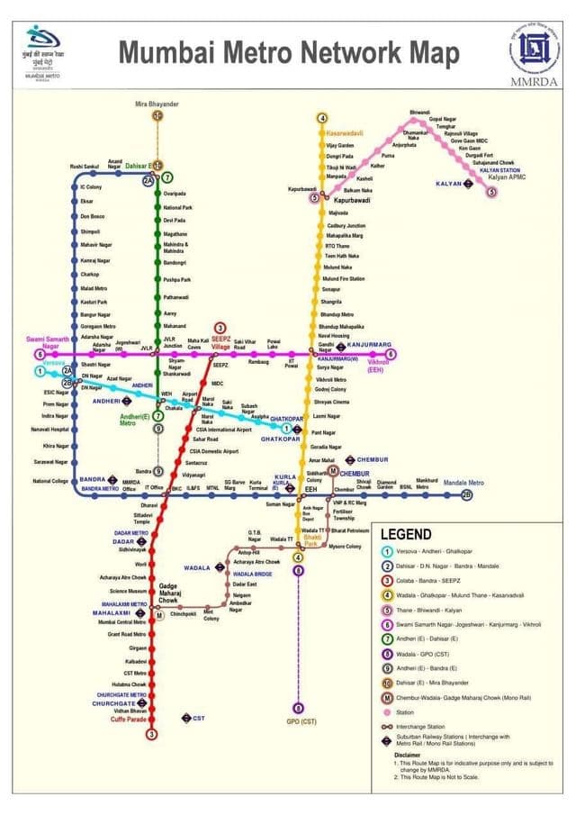 Plan des stations de metro de Mumbai - Bombay