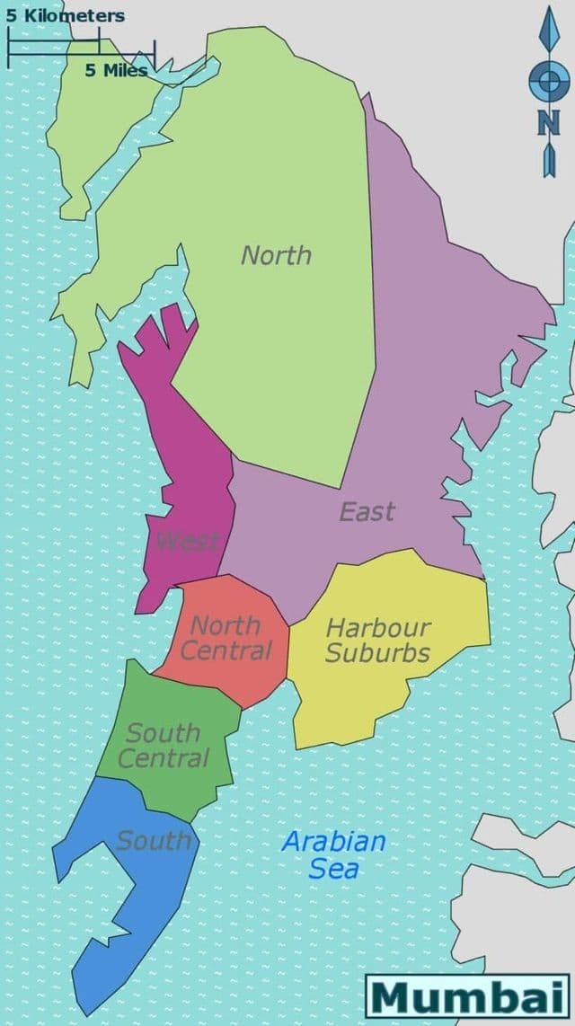 Plan des quartiers de Mumbai - Bombay
