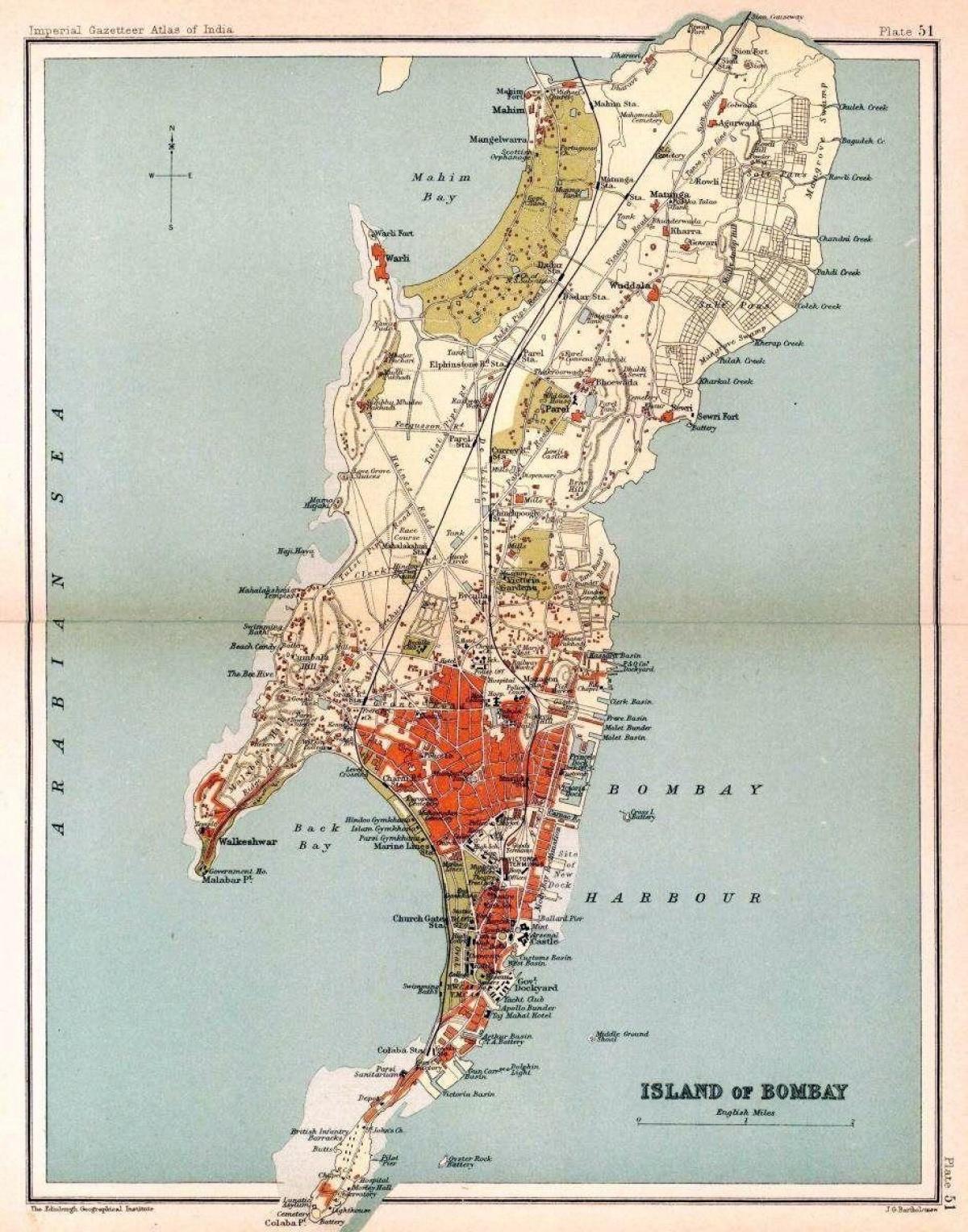 Plan historique de Mumbai - Bombay