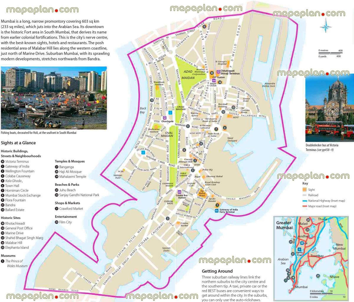 Plan des attractions de Mumbai - Bombay