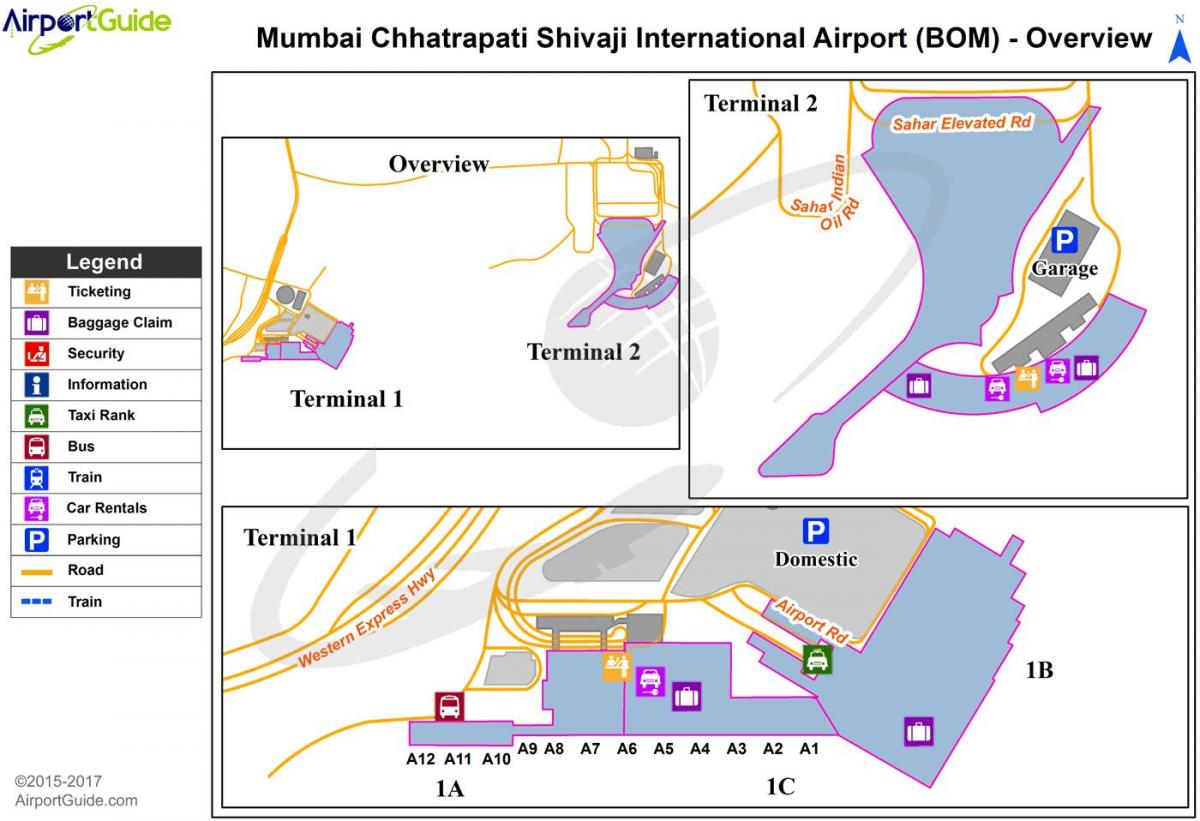 Plan des terminaux aéroport de Mumbai - Bombay
