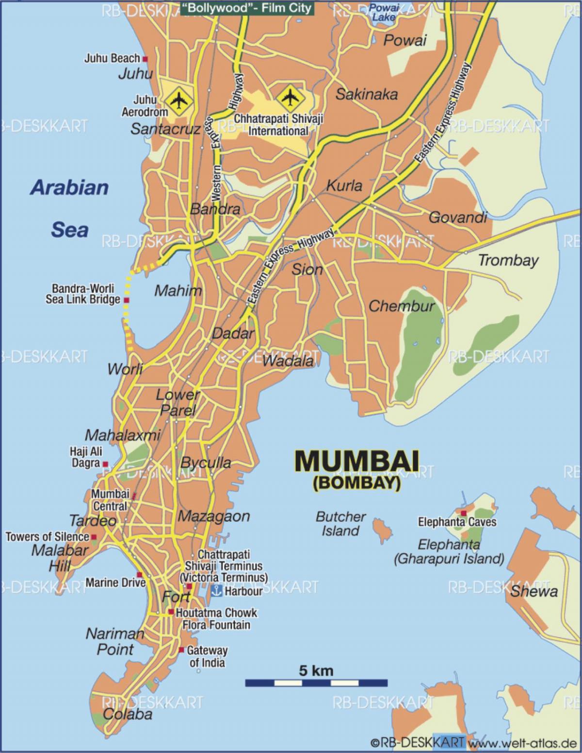 Plan des aéroports de Mumbai - Bombay