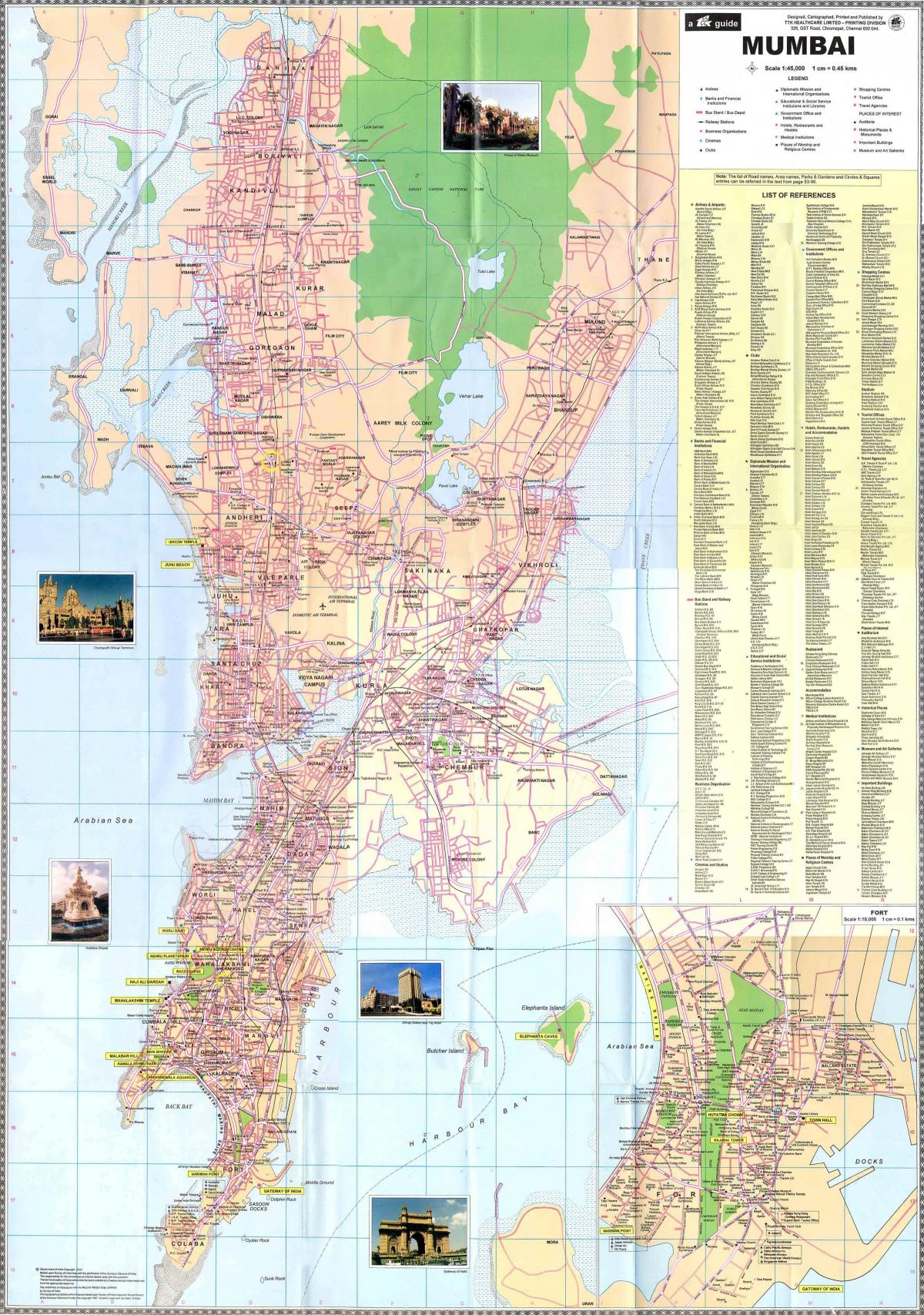 Plan du centre ville de Mumbai - Bombay