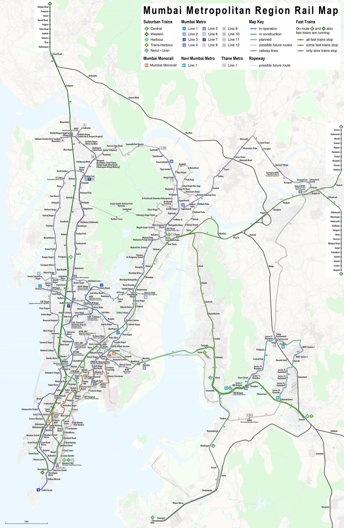 Plan du chemin de fer de Mumbai - Bombay