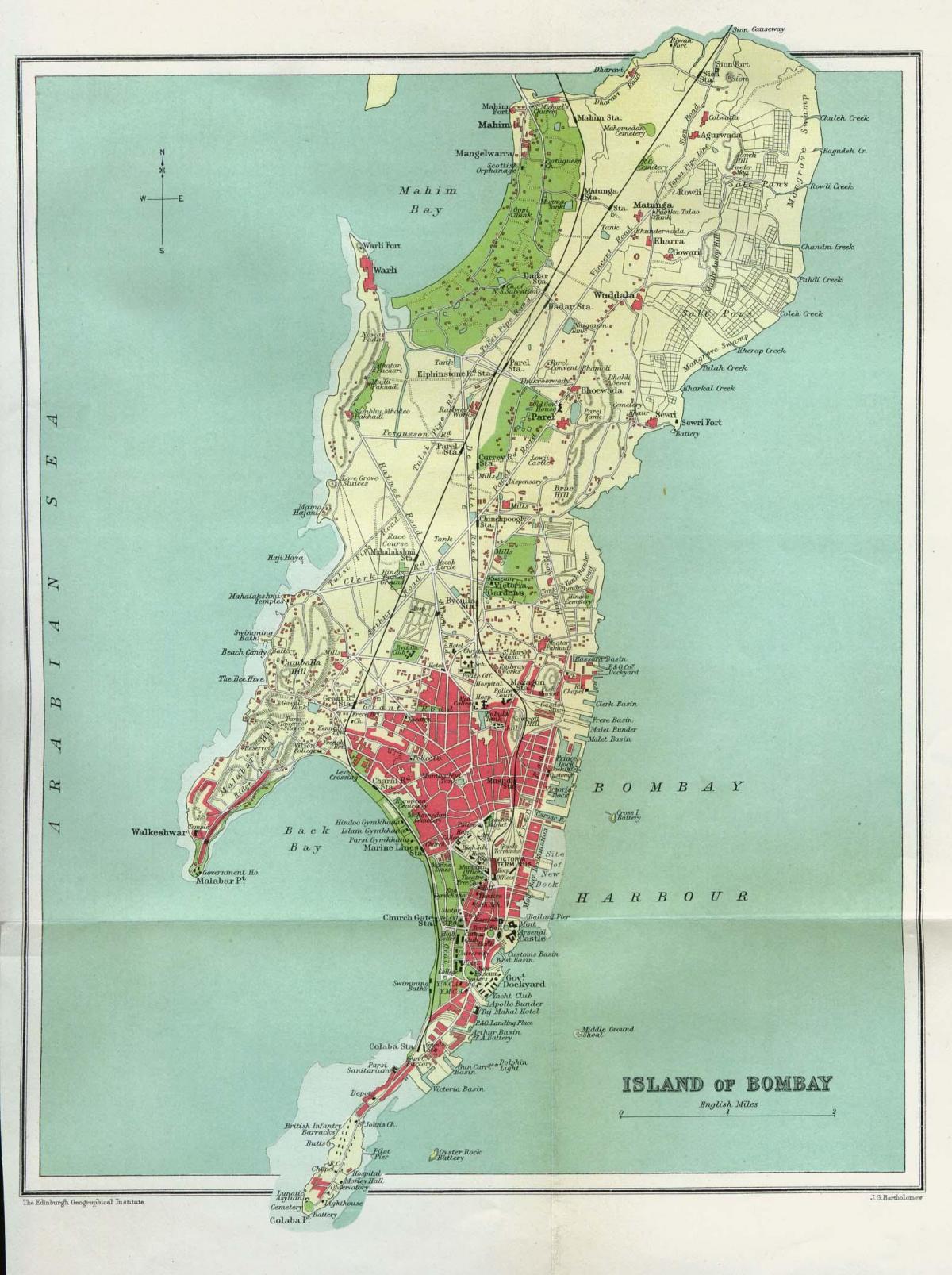 Plan antique de Mumbai - Bombay